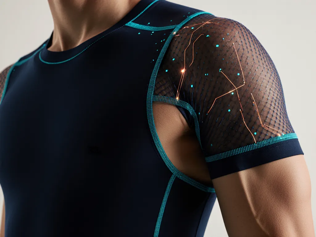 Biometric apparel with shoulder mesh sensor zone